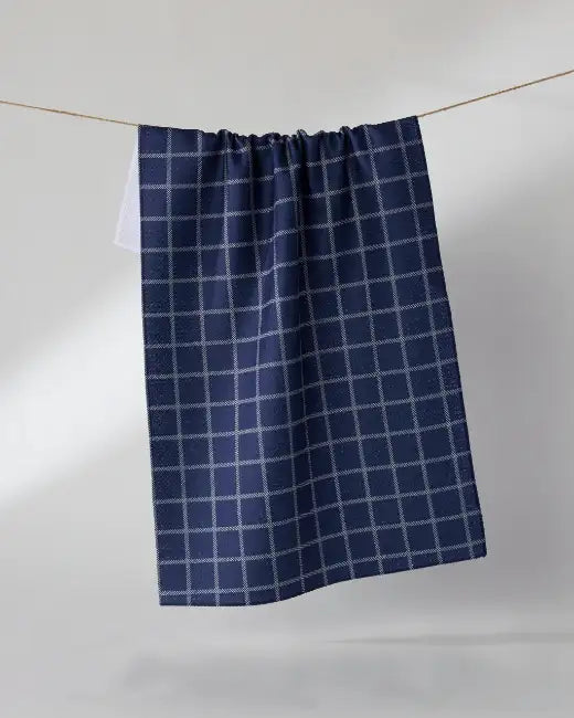 Moonfeather Blue — a Geometry printed kitchen tea towel